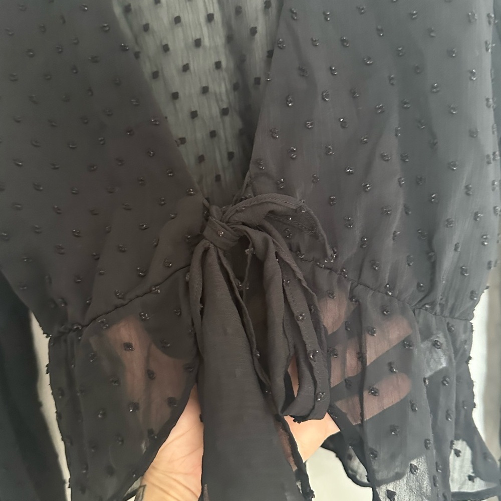 NASTY GAL | Black Polka Dot Be Seeing you Tie Front Top Sz S - Picture 6 of 7